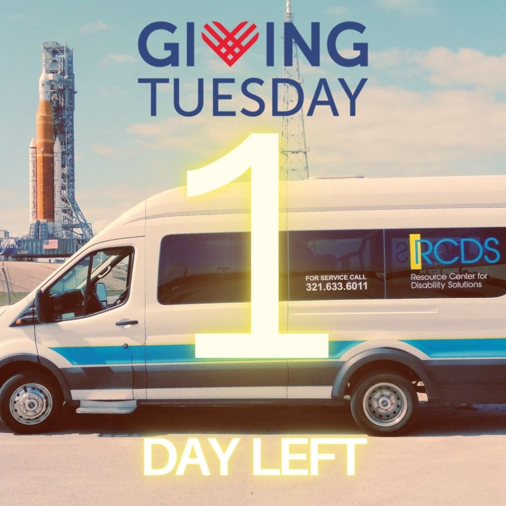  DAY LEFT until Giving Tuesday! Photo is of RCDS van in front of shuttle in Cape Canaveral.