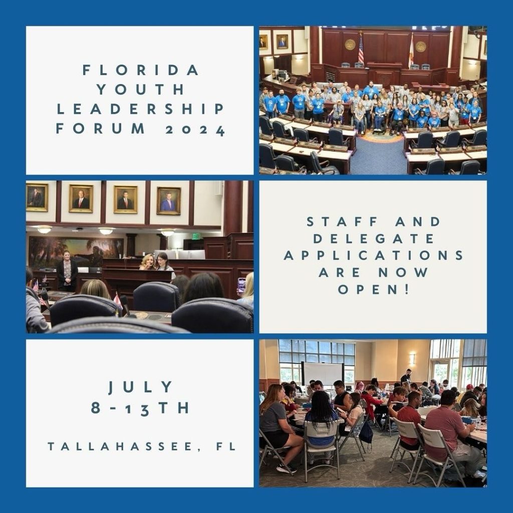 Florida Youth Leadership Forum 2024. IT’S OFFICIAL! YLF 2024 applications have opened for both delegates and staff. Please visit https://floridasilc.org/youth-committee/ for a copy of the delegate application or contact Sarah Goldman at sarah@floridasilc.org for more information.